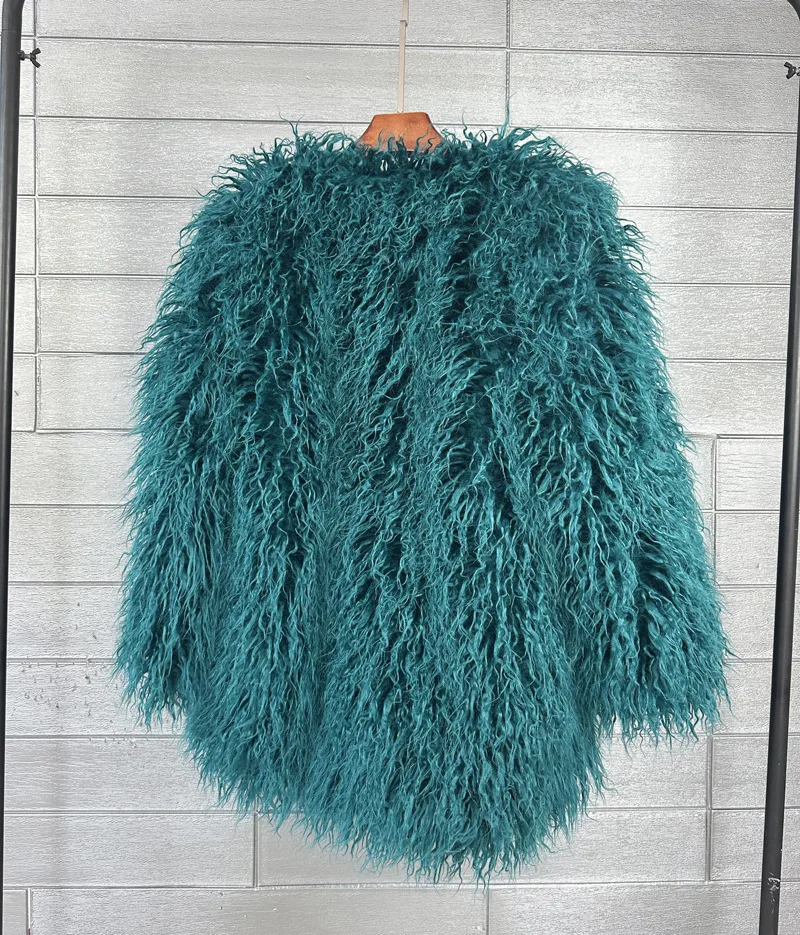 DEAT 2026 Winter Winter Fashion Imitation Fur Coat For Women Loose Solid Color O-neck Long Sleeve Warm Jacket Female 11A06488