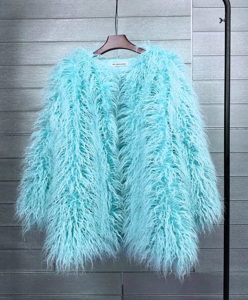DEAT 2026 Winter Winter Fashion Imitation Fur Coat For Women Loose Solid Color O-neck Long Sleeve Warm Jacket Female 11A06488