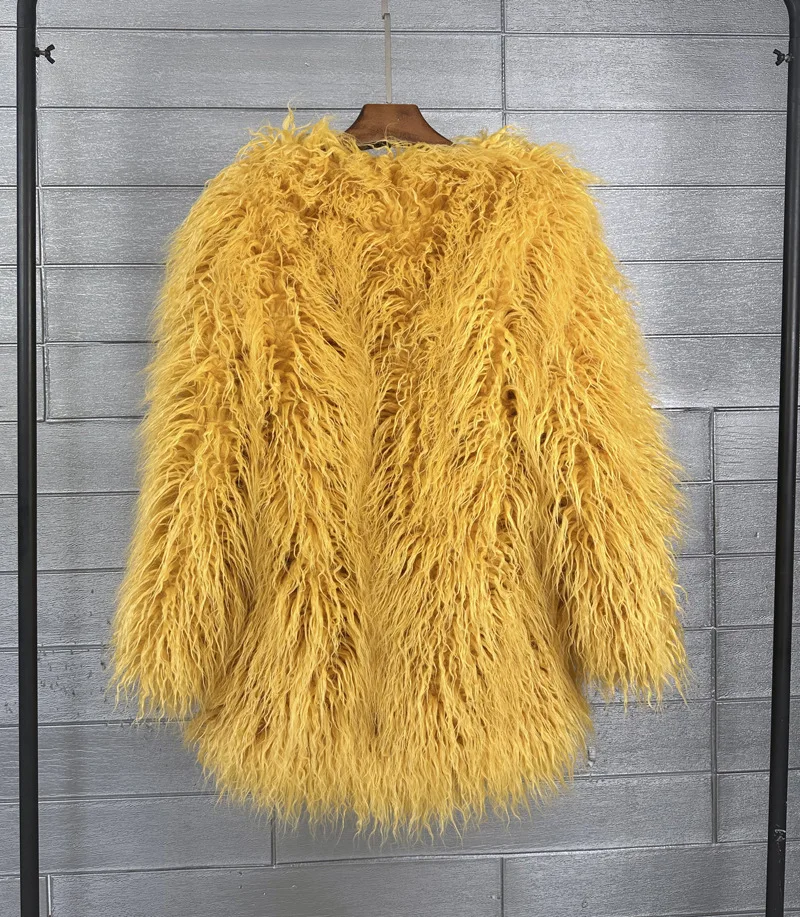 DEAT 2026 Winter Winter Fashion Imitation Fur Coat For Women Loose Solid Color O-neck Long Sleeve Warm Jacket Female 11A06488