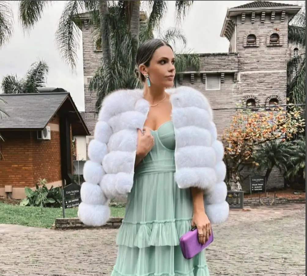 2025 Winter Women's Faux Fur Coar Plaid Solid Long Hair Artificial Fur Jacket For Female Comfortable Lady Faux Fox Fur Jacket
