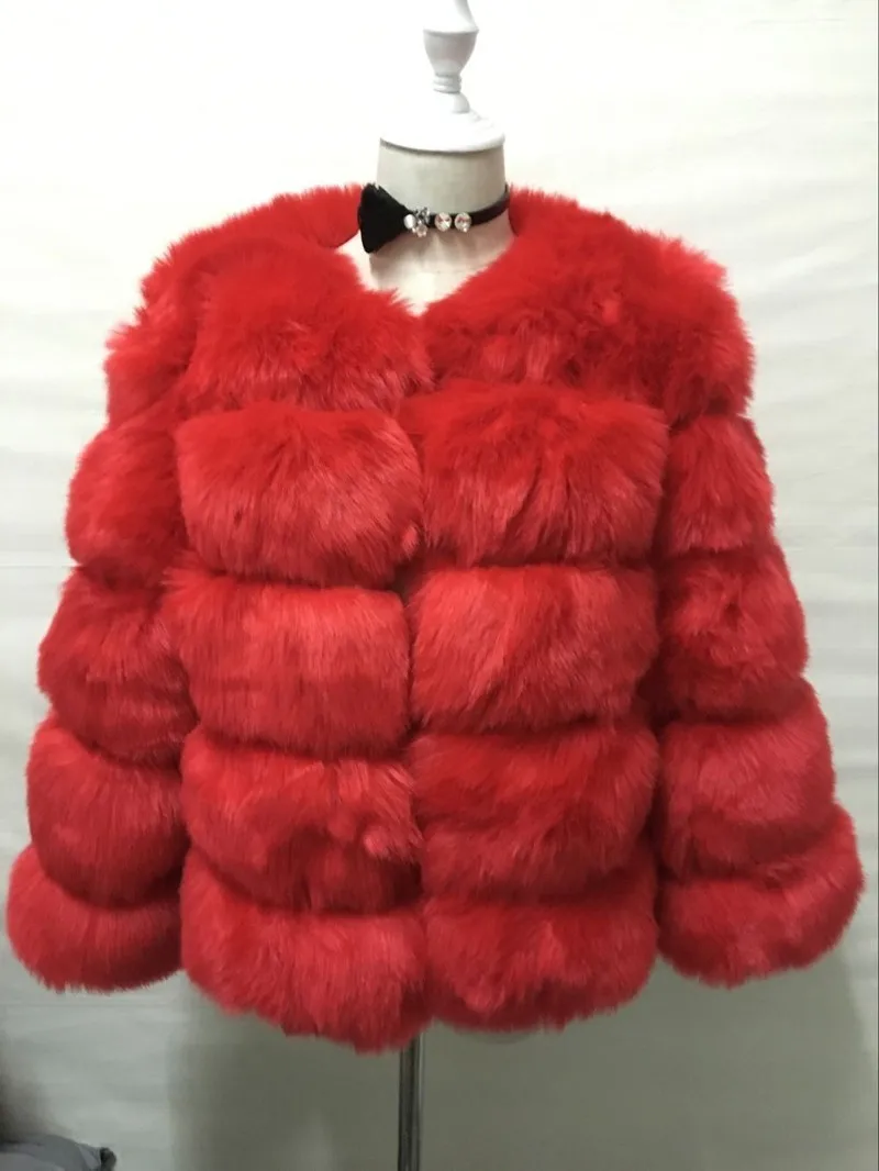 2025 Winter Women's Faux Fur Coar Plaid Solid Long Hair Artificial Fur Jacket For Female Comfortable Lady Faux Fox Fur Jacket