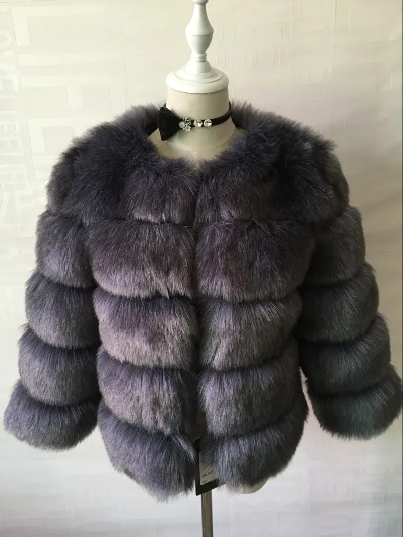 2025 Winter Women's Faux Fur Coar Plaid Solid Long Hair Artificial Fur Jacket For Female Comfortable Lady Faux Fox Fur Jacket
