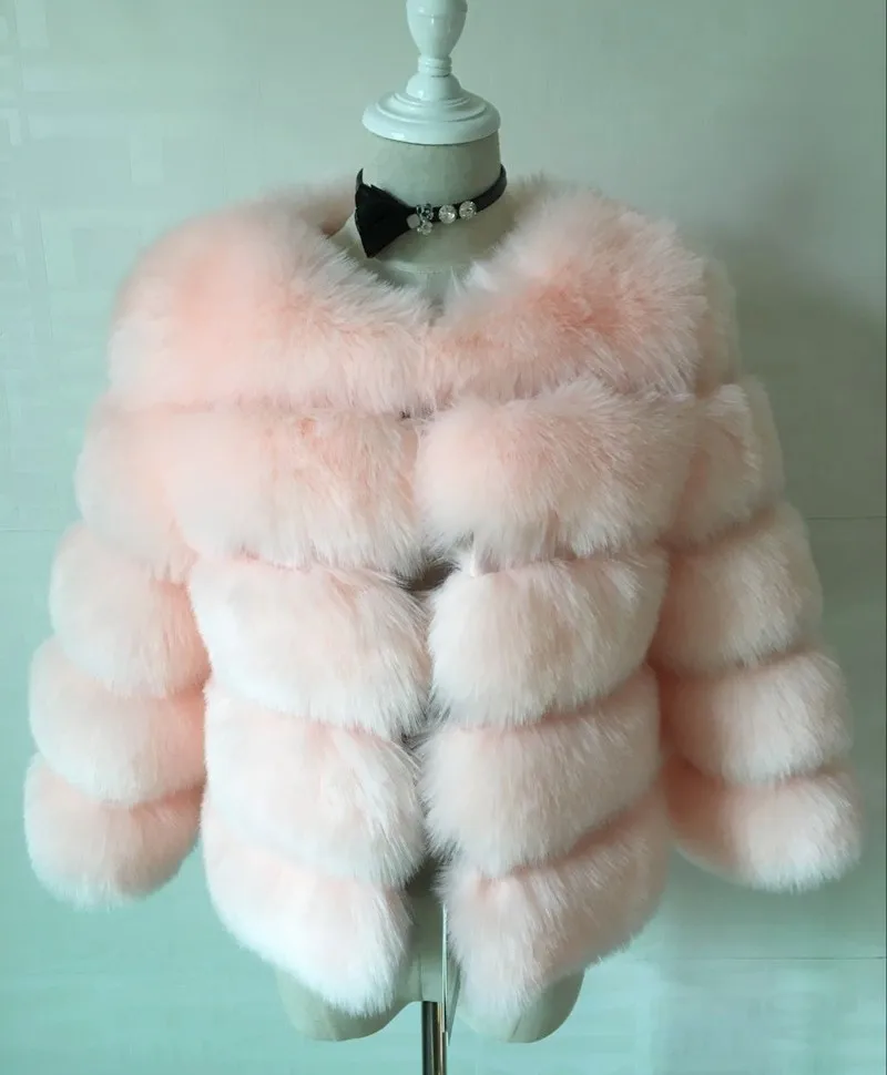 2025 Winter Women's Faux Fur Coar Plaid Solid Long Hair Artificial Fur Jacket For Female Comfortable Lady Faux Fox Fur Jacket