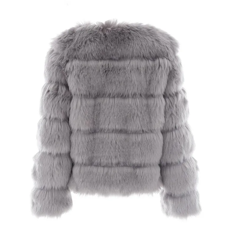 2025 Winter Women's Faux Fur Coar Plaid Solid Long Hair Artificial Fur Jacket For Female Comfortable Lady Faux Fox Fur Jacket