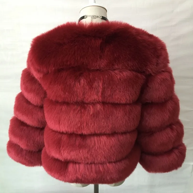 2025 Winter Women's Faux Fur Coar Plaid Solid Long Hair Artificial Fur Jacket For Female Comfortable Lady Faux Fox Fur Jacket
