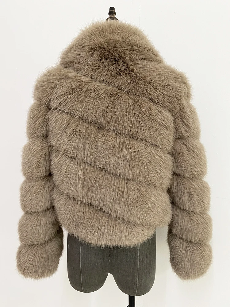 ZADORIN Luxury Irregular Splicing Lapel Short Faux Fur Jacket Women Long Sleeve Fluffy White Faux Fur Coat Women Winter Jackets