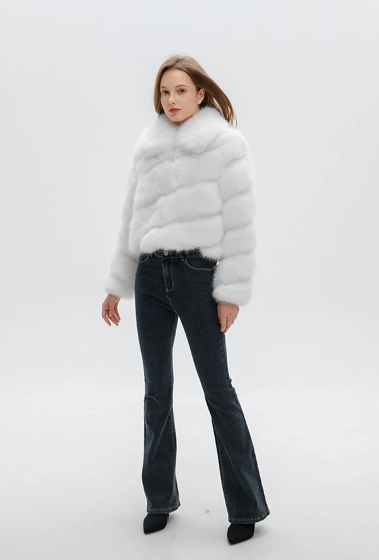 ZADORIN Luxury Irregular Splicing Lapel Short Faux Fur Jacket Women Long Sleeve Fluffy White Faux Fur Coat Women Winter Jackets