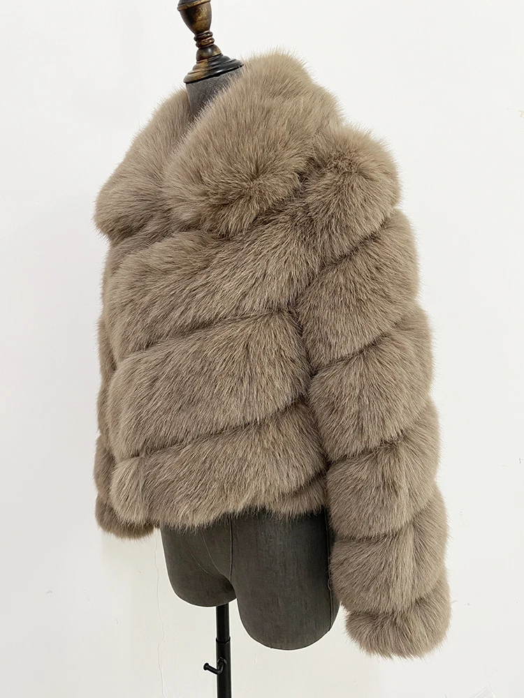 ZADORIN Luxury Irregular Splicing Lapel Short Faux Fur Jacket Women Long Sleeve Fluffy White Faux Fur Coat Women Winter Jackets
