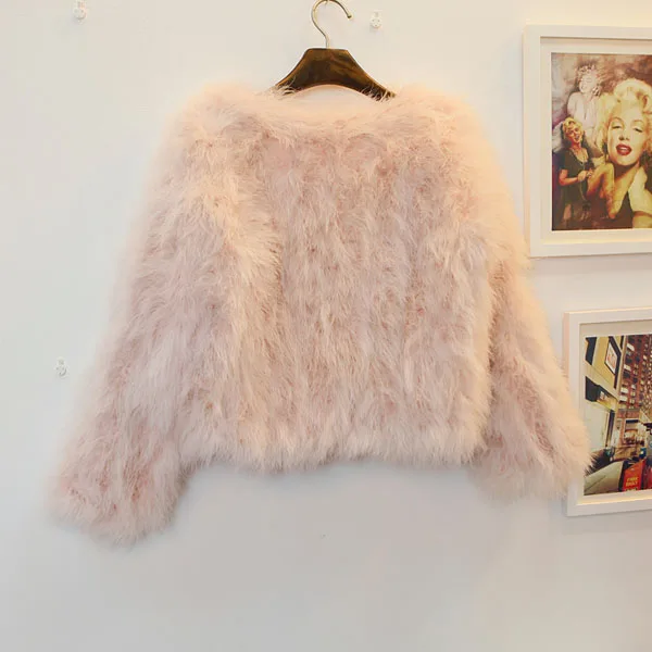 Harppihop 13 colors fashion sexy Ostrich wool turkey fur women coat feather short plus size jacket winter festival long sleeve