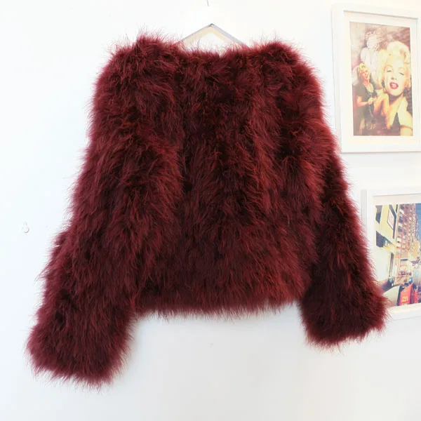 Harppihop 13 colors fashion sexy Ostrich wool turkey fur women coat feather short plus size jacket winter festival long sleeve
