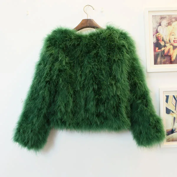 Harppihop 13 colors fashion sexy Ostrich wool turkey fur women coat feather short plus size jacket winter festival long sleeve