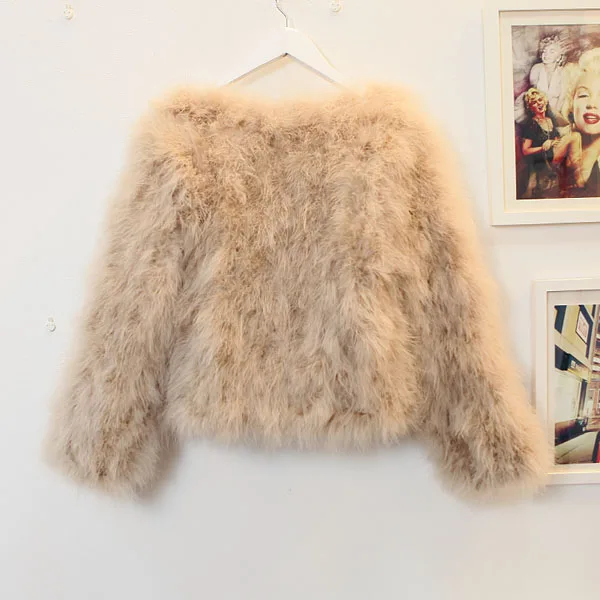 Harppihop 13 colors fashion sexy Ostrich wool turkey fur women coat feather short plus size jacket winter festival long sleeve