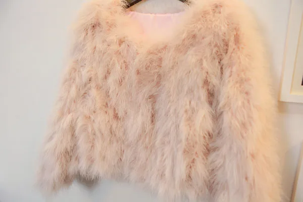 Harppihop 13 colors fashion sexy Ostrich wool turkey fur women coat feather short plus size jacket winter festival long sleeve