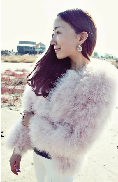 Harppihop 13 colors fashion sexy Ostrich wool turkey fur women coat feather short plus size jacket winter festival long sleeve