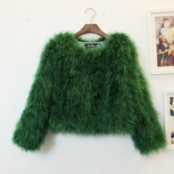 Harppihop 13 colors fashion sexy Ostrich wool turkey fur women coat feather short plus size jacket winter festival long sleeve