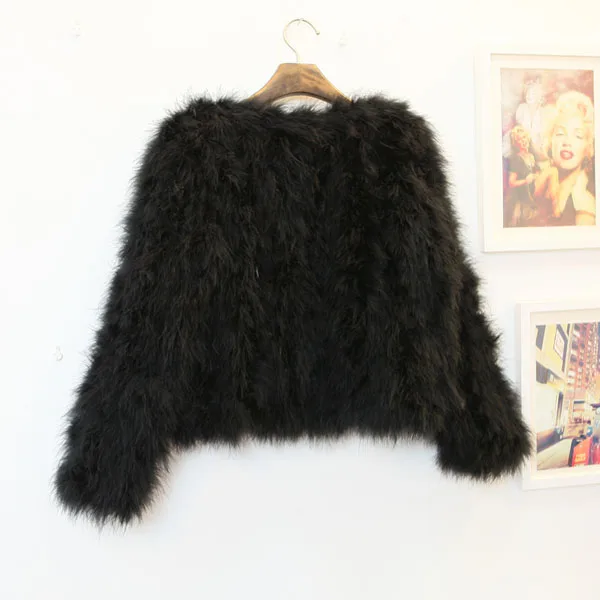 Harppihop 13 colors fashion sexy Ostrich wool turkey fur women coat feather short plus size jacket winter festival long sleeve