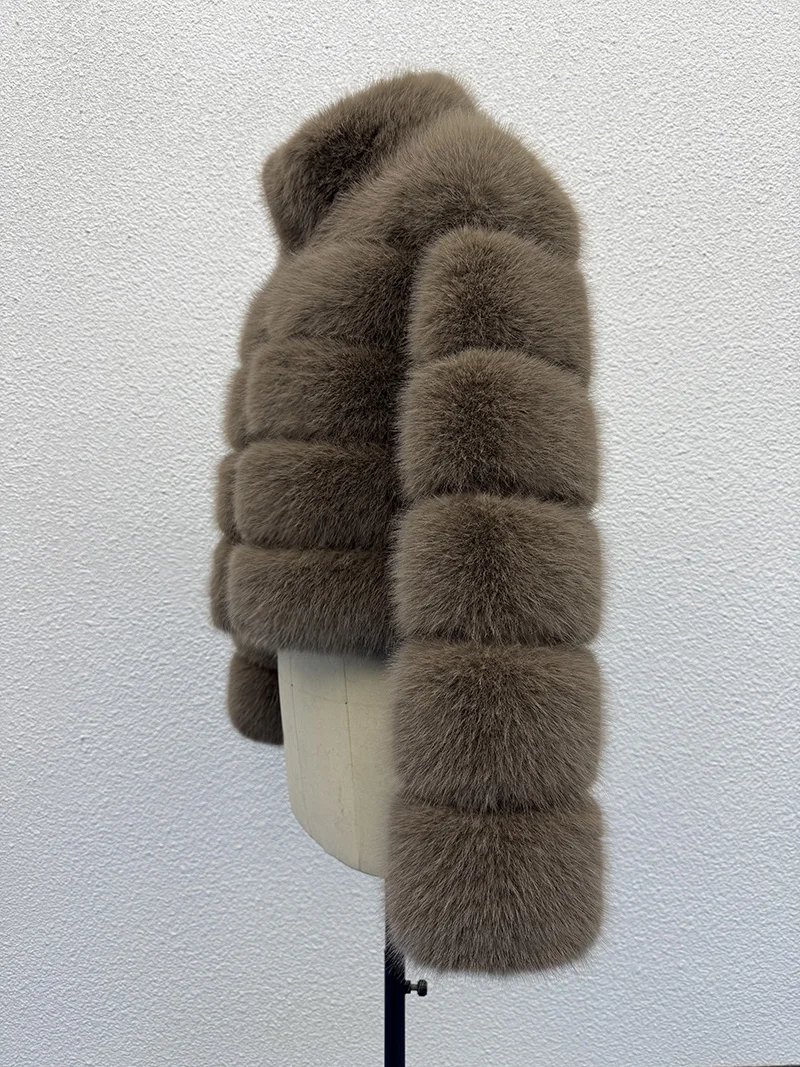 ZADORIN Elegant Stand Collar Long Sleeve Fluffy Faux Fur Coat Woman Clothing Thicken Faux Fur Jackets Winter Coats for Woman Top