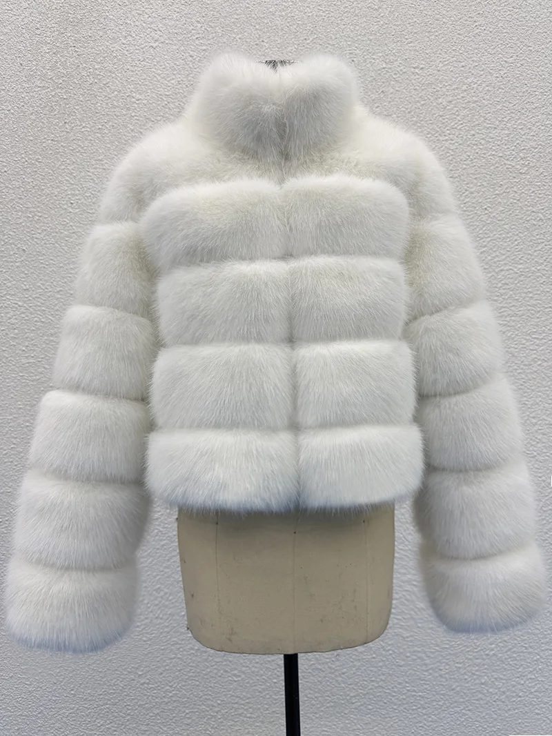 ZADORIN Elegant Stand Collar Long Sleeve Fluffy Faux Fur Coat Woman Clothing Thicken Faux Fur Jackets Winter Coats for Woman Top