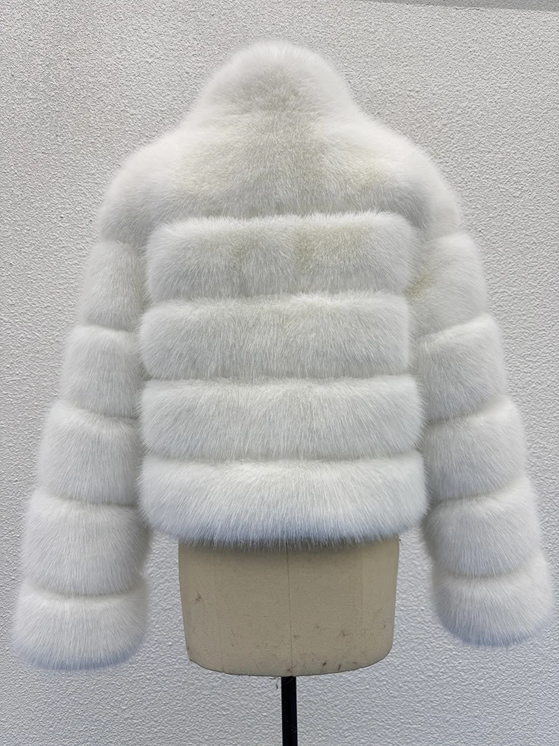 ZADORIN Elegant Stand Collar Long Sleeve Fluffy Faux Fur Coat Woman Clothing Thicken Faux Fur Jackets Winter Coats for Woman Top
