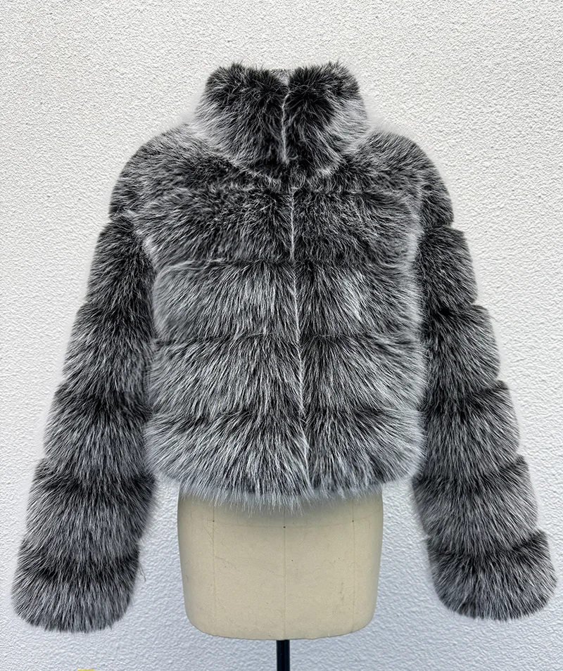 ZADORIN Elegant Stand Collar Long Sleeve Fluffy Faux Fur Coat Woman Clothing Thicken Faux Fur Jackets Winter Coats for Woman Top