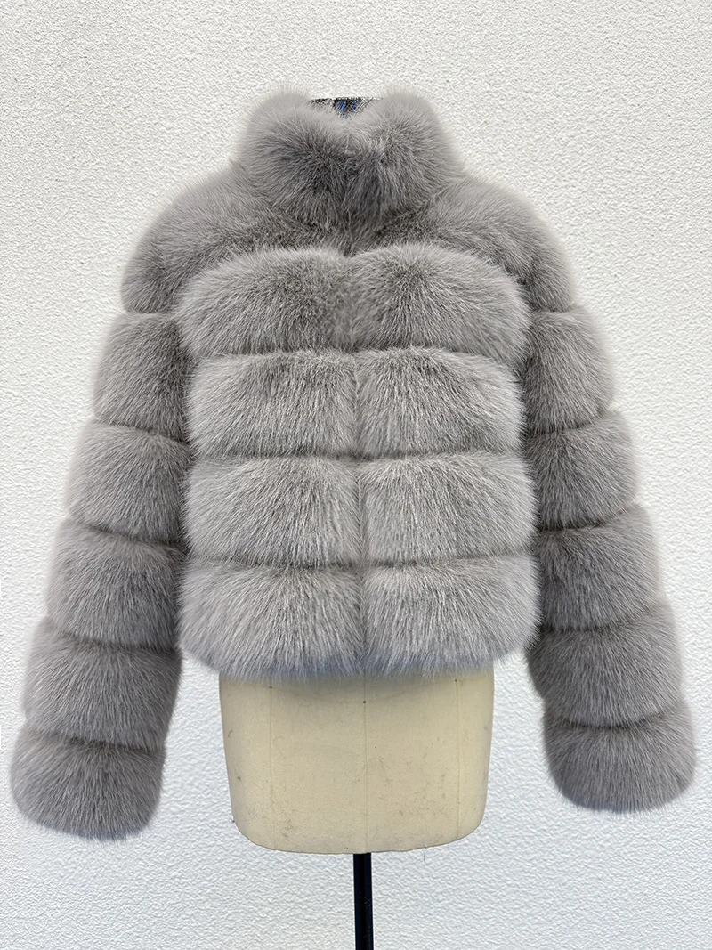 ZADORIN Elegant Stand Collar Long Sleeve Fluffy Faux Fur Coat Woman Clothing Thicken Faux Fur Jackets Winter Coats for Woman Top