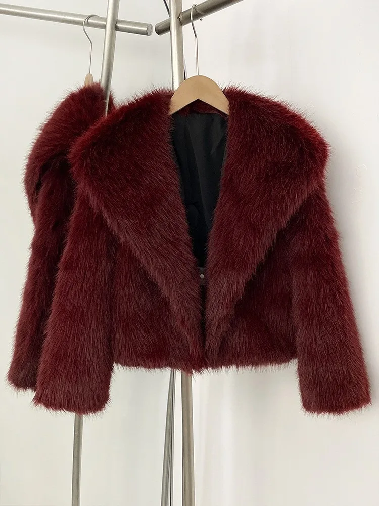 DEAT Winter 2026 Fashion Faux Fox Fur Coat For Women Elegant High-end Solid Color Short Warm Loose Jackets Female 11C580