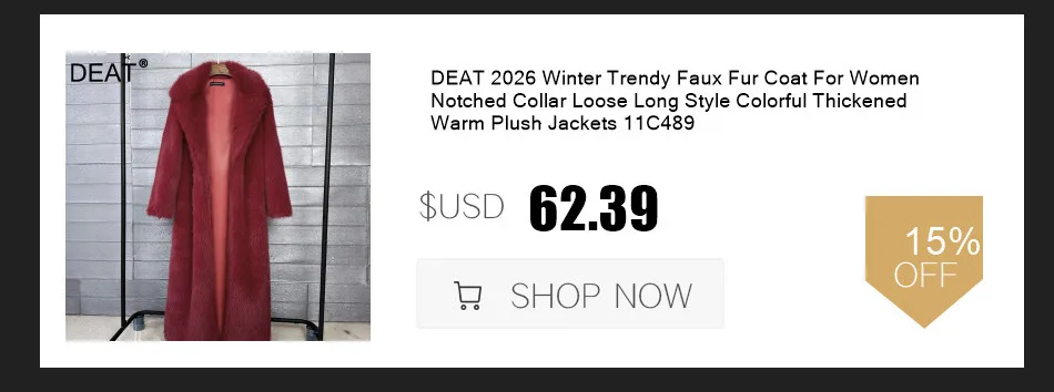 DEAT Winter 2026 Fashion Faux Fox Fur Coat For Women Elegant High-end Solid Color Short Warm Loose Jackets Female 11C580