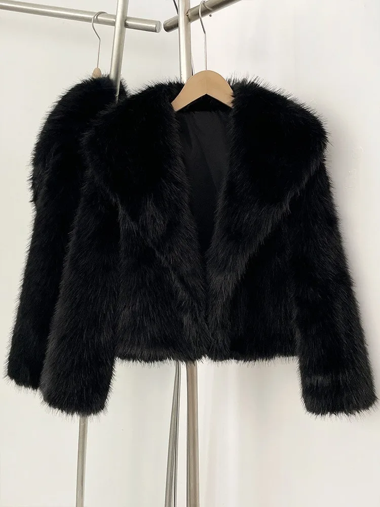 DEAT Winter 2026 Fashion Faux Fox Fur Coat For Women Elegant High-end Solid Color Short Warm Loose Jackets Female 11C580