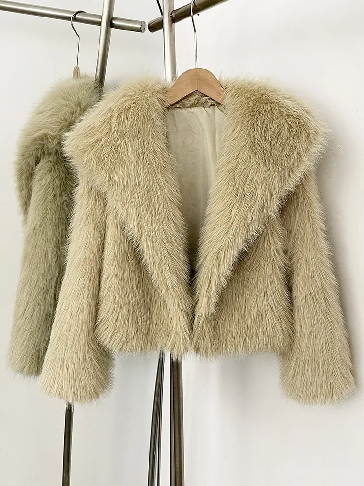 DEAT Winter 2026 Fashion Faux Fox Fur Coat For Women Elegant High-end Solid Color Short Warm Loose Jackets Female 11C580