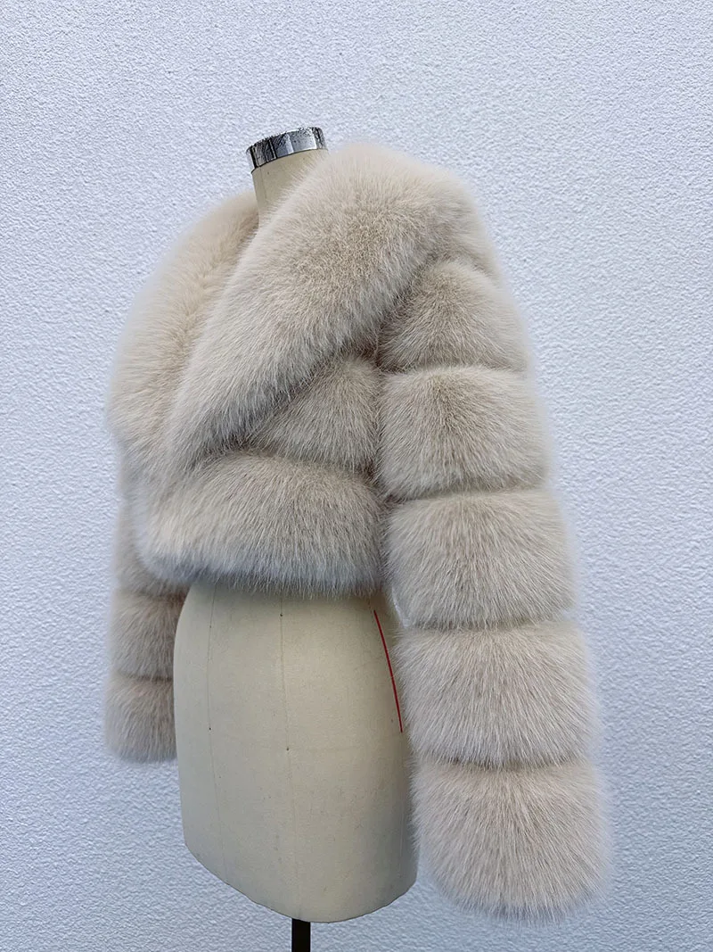 DEAT 2026 Winter Fashion Faux Fur Coat For Women Eco-friendly Fox Fur Short Style Large Fur Collar High Waist Jacks 11C688