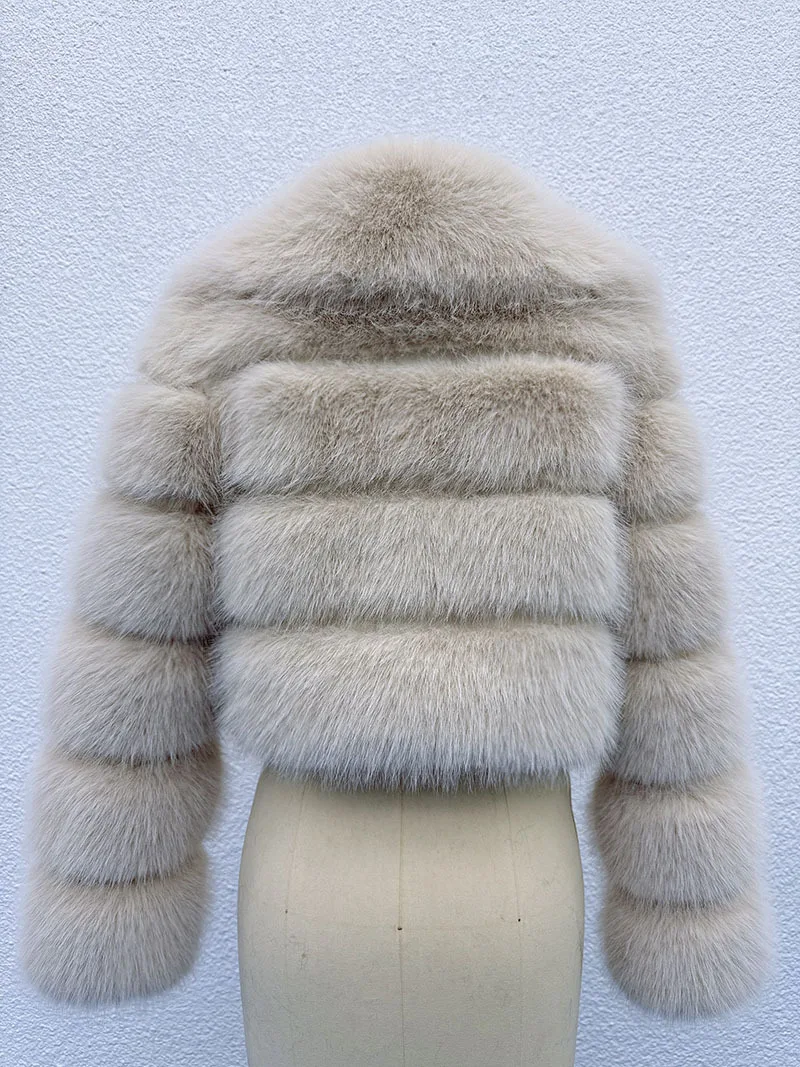 DEAT 2026 Winter Fashion Faux Fur Coat For Women Eco-friendly Fox Fur Short Style Large Fur Collar High Waist Jacks 11C688
