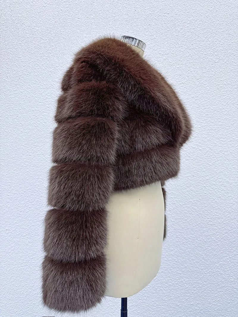 DEAT 2026 Winter Fashion Faux Fur Coat For Women Eco-friendly Fox Fur Short Style Large Fur Collar High Waist Jacks 11C688