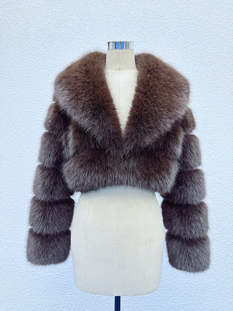 DEAT 2026 Winter Fashion Faux Fur Coat For Women Eco-friendly Fox Fur Short Style Large Fur Collar High Waist Jacks 11C688
