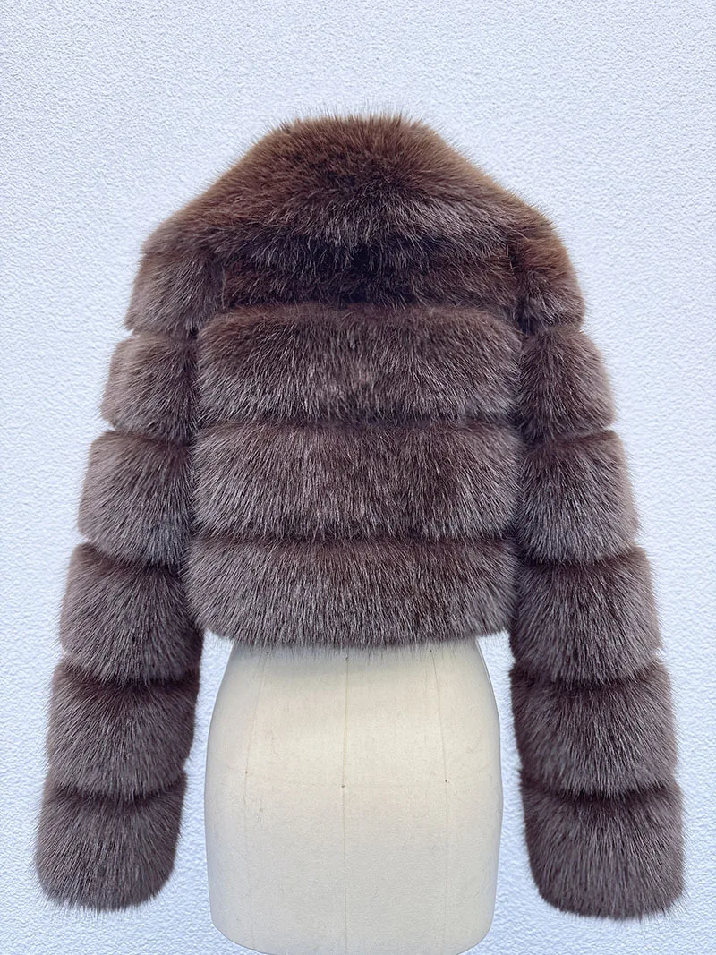 DEAT 2026 Winter Fashion Faux Fur Coat For Women Eco-friendly Fox Fur Short Style Large Fur Collar High Waist Jacks 11C688