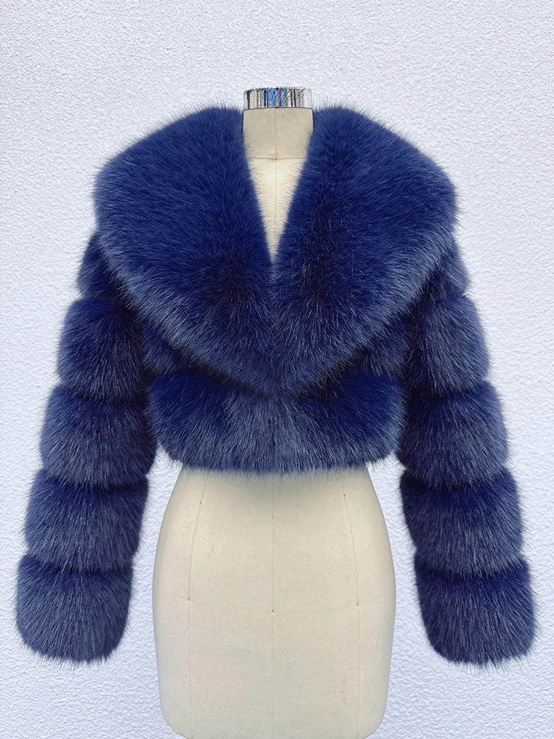DEAT 2026 Winter Fashion Faux Fur Coat For Women Eco-friendly Fox Fur Short Style Large Fur Collar High Waist Jacks 11C688