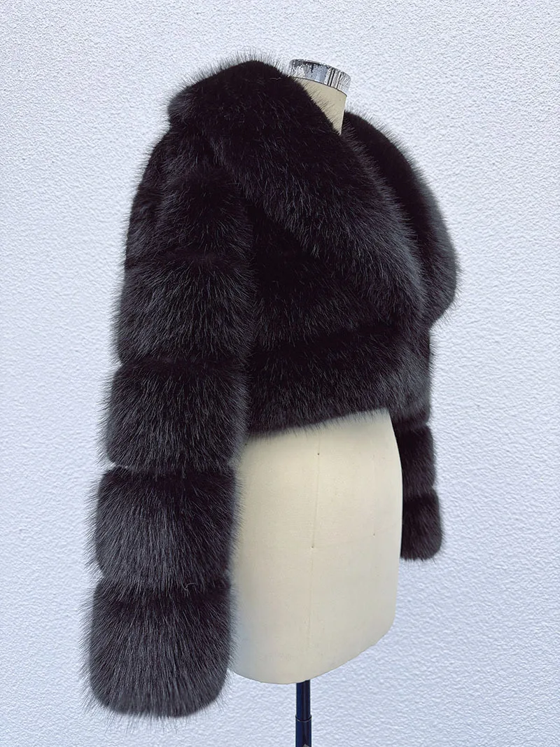 DEAT 2026 Winter Fashion Faux Fur Coat For Women Eco-friendly Fox Fur Short Style Large Fur Collar High Waist Jacks 11C688