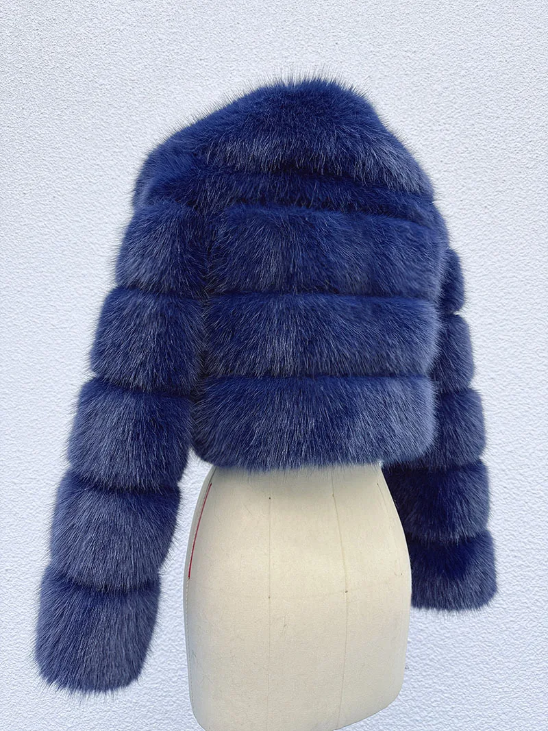 DEAT 2026 Winter Fashion Faux Fur Coat For Women Eco-friendly Fox Fur Short Style Large Fur Collar High Waist Jacks 11C688