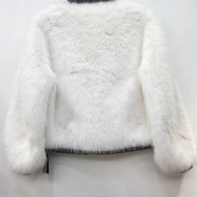 DEAT 2026 Winter Fashion Style Loose V-neck Faux Mink Fur Coat Short Coats For Women Soft Single Breasted Jackets 29B296