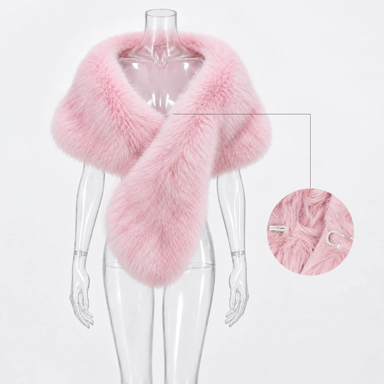 Talenza Pink Faux Fur Shawl Fashion Autumn Warm Streetwear Fuzzy Patchwork Faux Fur Shawl Elegant Casual Women's Cape Outwear