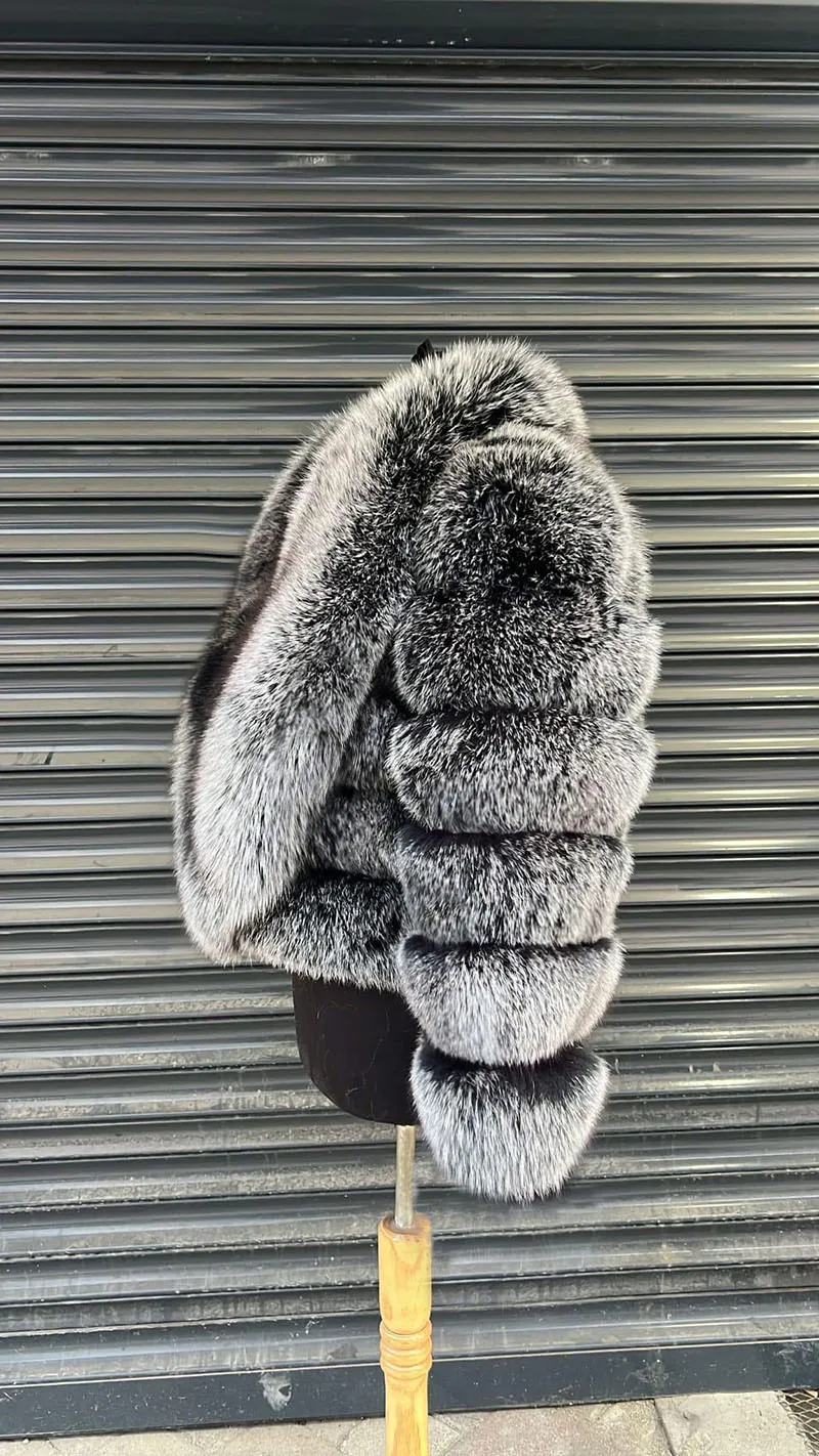 Luxury Faux Fox Fur Cropped Coat for Women Winter Elegant Long Sleeve Fluffy Plush Jackets Female Solid Color Warm Fur Outerwear