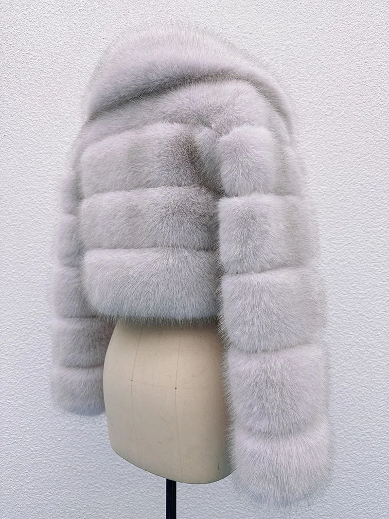 Luxury Faux Fox Fur Cropped Coat for Women Winter Elegant Long Sleeve Fluffy Plush Jackets Female Solid Color Warm Fur Outerwear