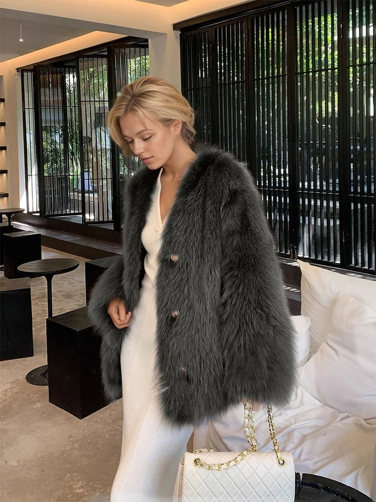 Women Beige Fluffy Faux Fur Jacket Long Sleeve Open Front Warm Cozy Coat Fall Winter Party Daily Streetwear Trendy Outerwear New