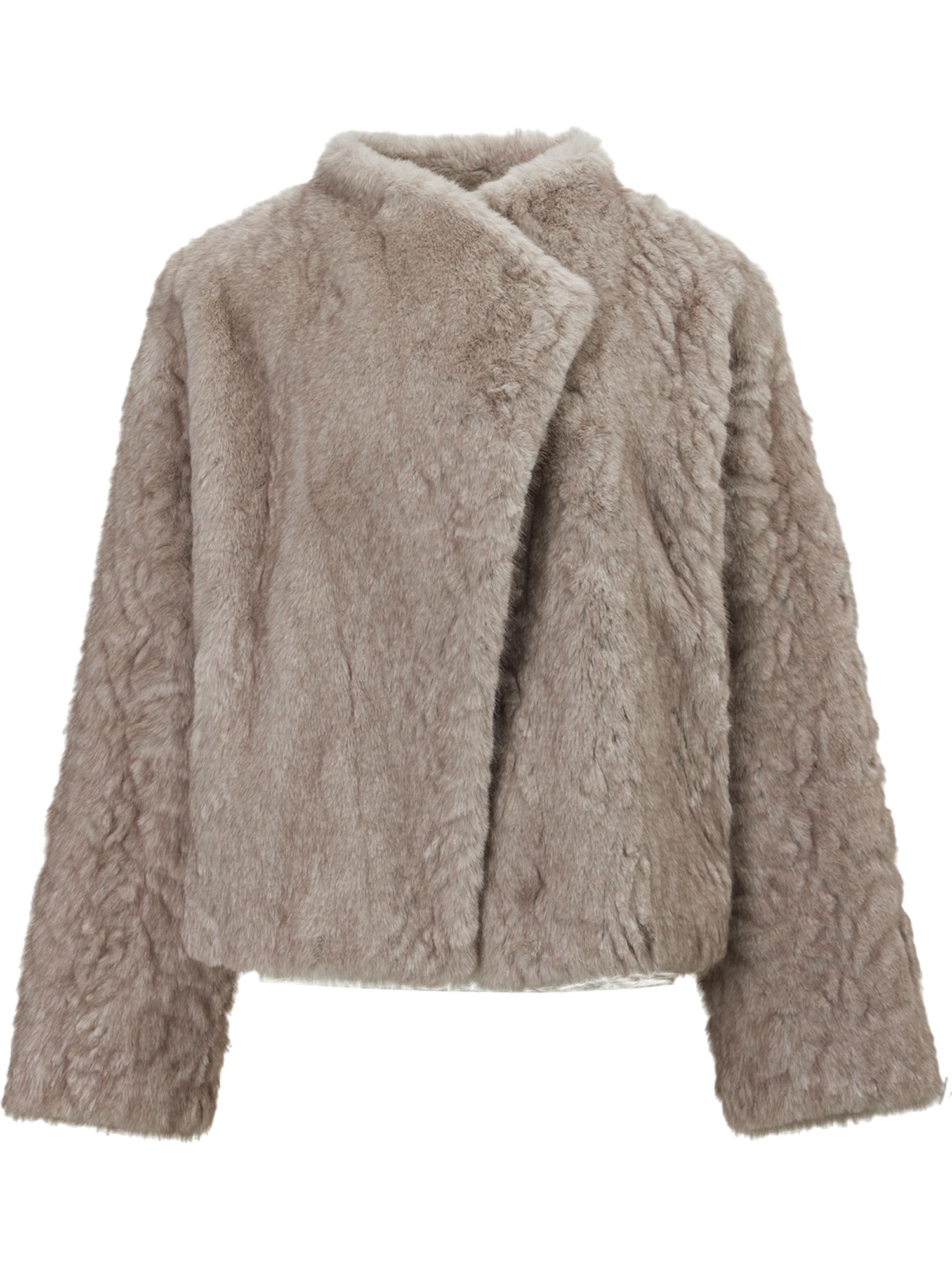 ZIQIAO Women 2026 Winter New Faux Fur Shearling Jacket Fashion Embossed Craft Warm Fuzzy Outerwear Coat for Ladies Daily Wear