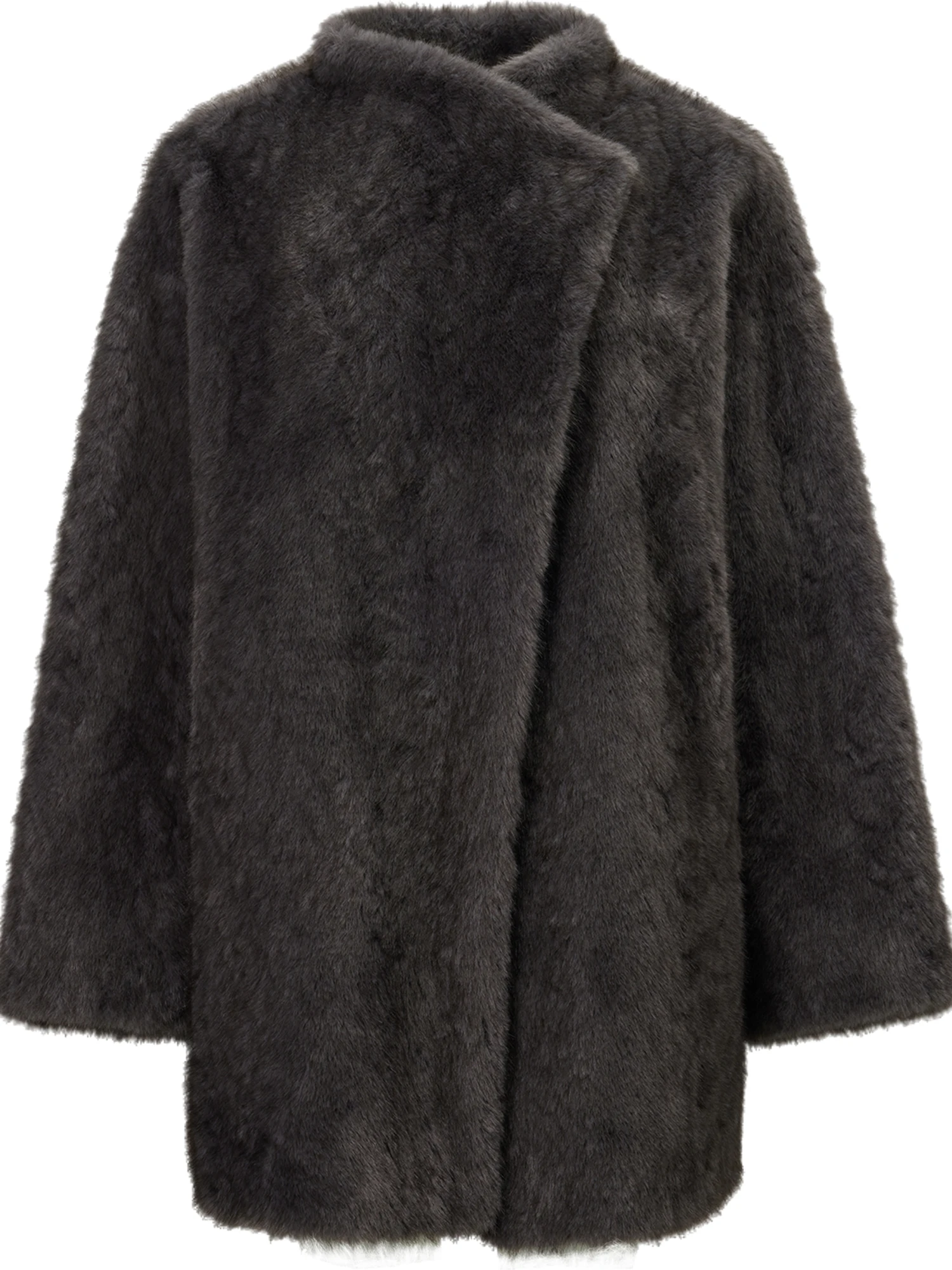 ZIQIAO Women 2026 Winter New Faux Fur Shearling Jacket Fashion Embossed Craft Warm Fuzzy Outerwear Coat for Ladies Daily Wear