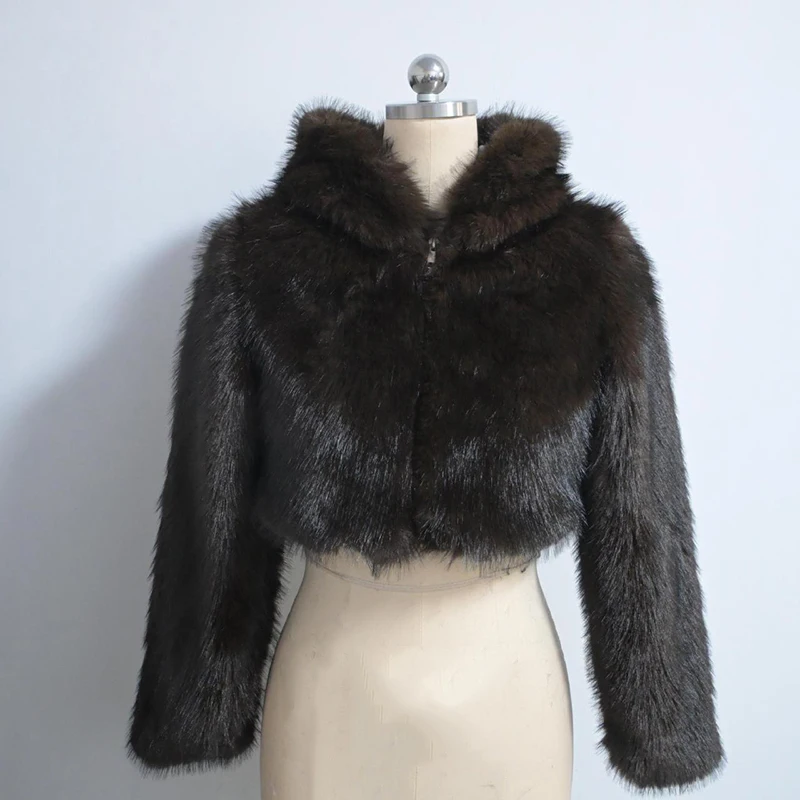 Fashion Women's Hooded Faux Fur Coat Autumn Winter 2026 Warm Fluffy Short Jacket Female Loose Long Sleeve Plush Outerwear