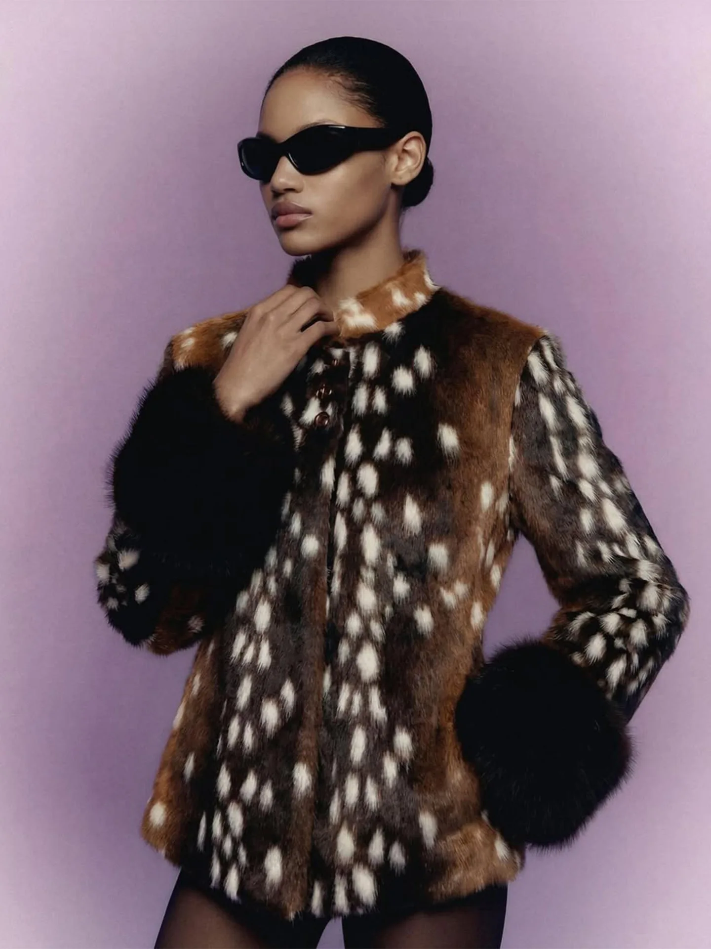 Women Faux Fur Coats Leopard Print Fur Jackets Cotton Linen Stand Collar Long Sleeves Single Breasted Slim Casual 2026 Winter