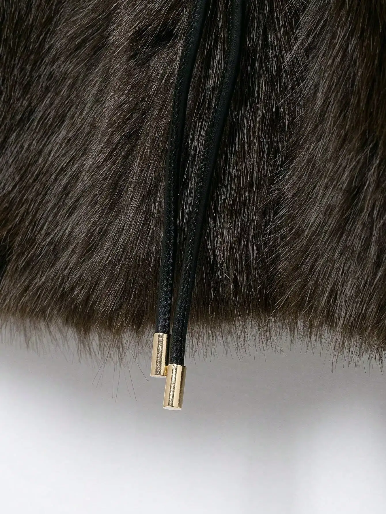 HH Women Elegant Luxurious Faux Fur Coat Retro Coffee Brown Lapel Mid Length Metal Buckle Outerwear Autumn Winter Office Wear