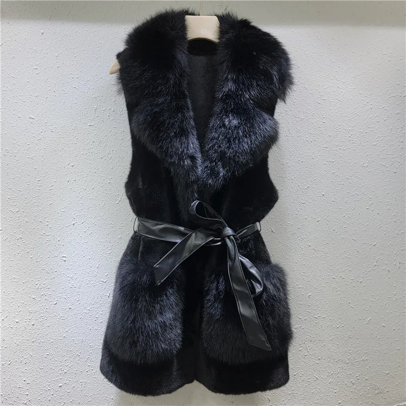 Women Faux Fur Vest Coats Jackets Turn Down Collar Vests Coat Thick Warm Y2k Streetwear Jacket Elegant Sleeveless Autumn Winter