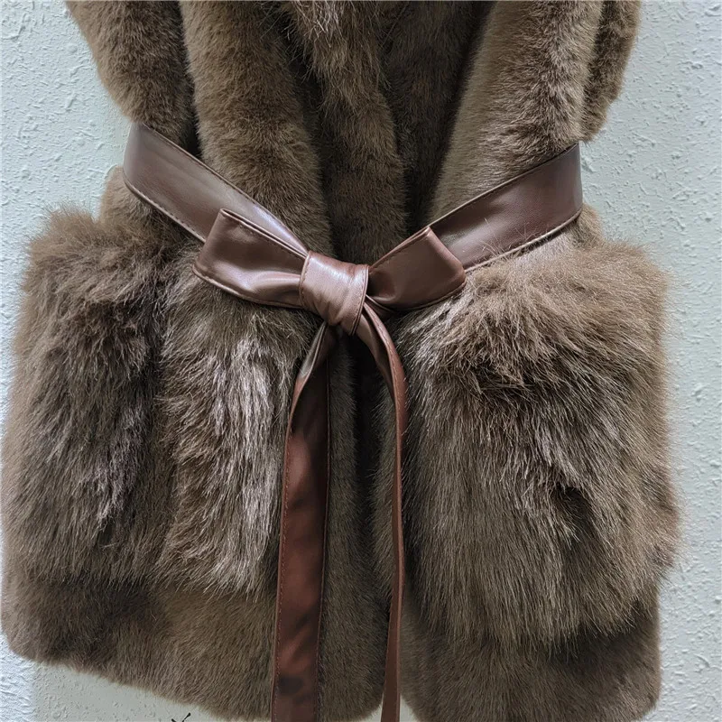 Women Faux Fur Vest Coats Jackets Turn Down Collar Vests Coat Thick Warm Y2k Streetwear Jacket Elegant Sleeveless Autumn Winter
