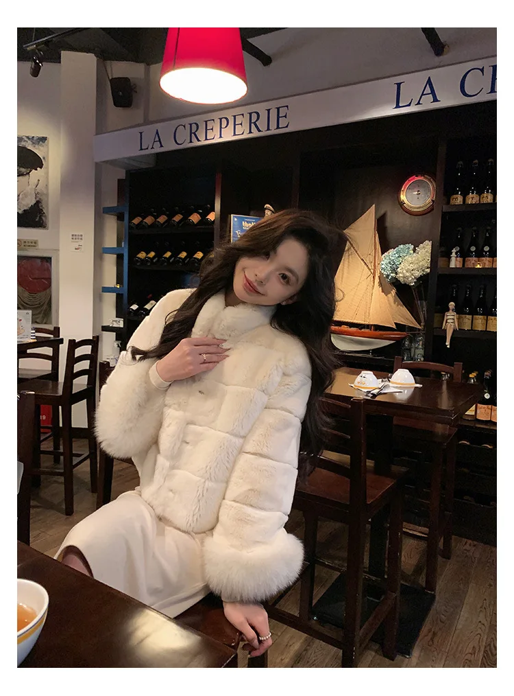 Women Faux Fur Coats Jackets Stand Collar Short Coat Thick Warm Y2k Streetwear Jacket Elegant Work Outerwear Autumn Winter